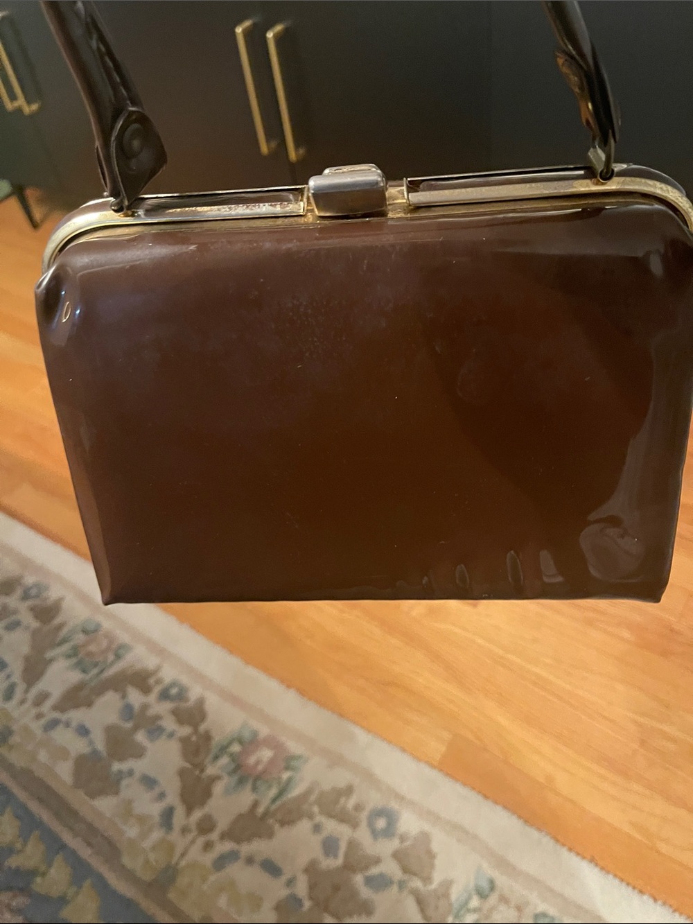 Vintage 50’s/60’s MCM Classic Brown Glossy Patton Leather Bag